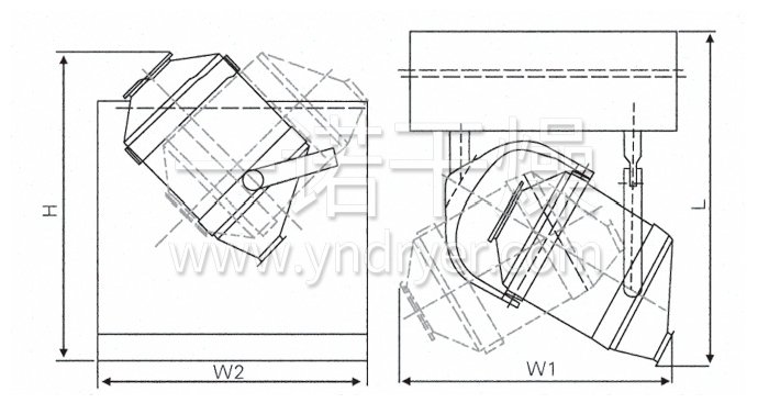 三維運(yùn)動混合機(jī)結(jié)構(gòu)示意圖
